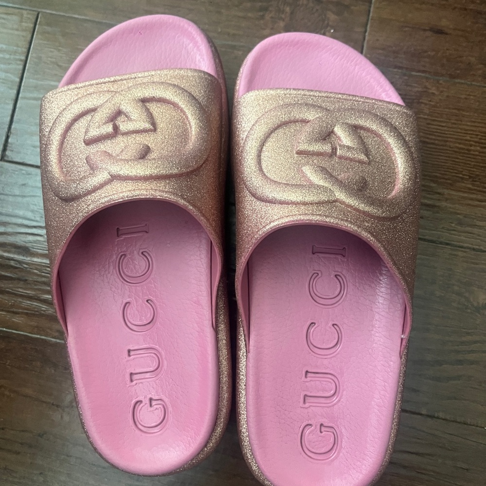 Gucci Glitter Pink Slides